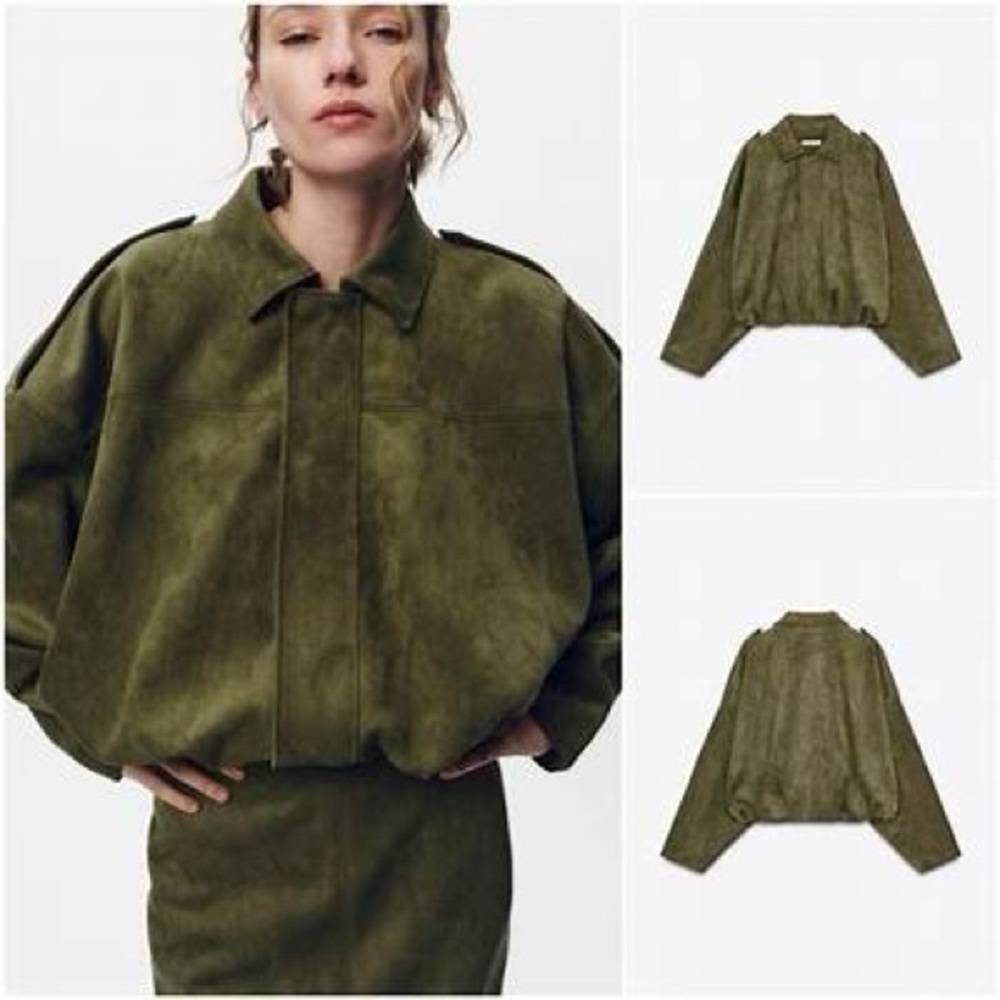 Zara Green Bomber Jacket for Women